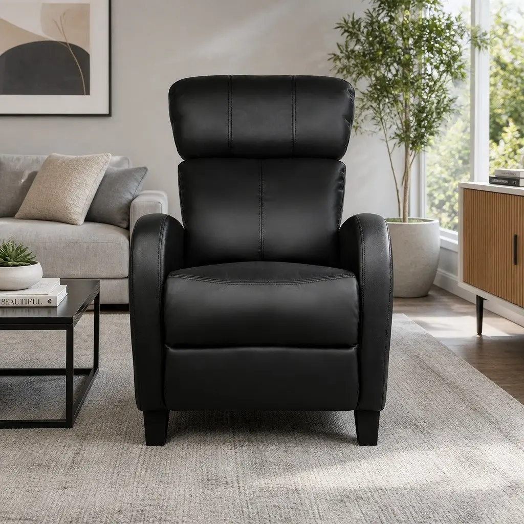 Black Reclining Armchair with Adjustable Positions