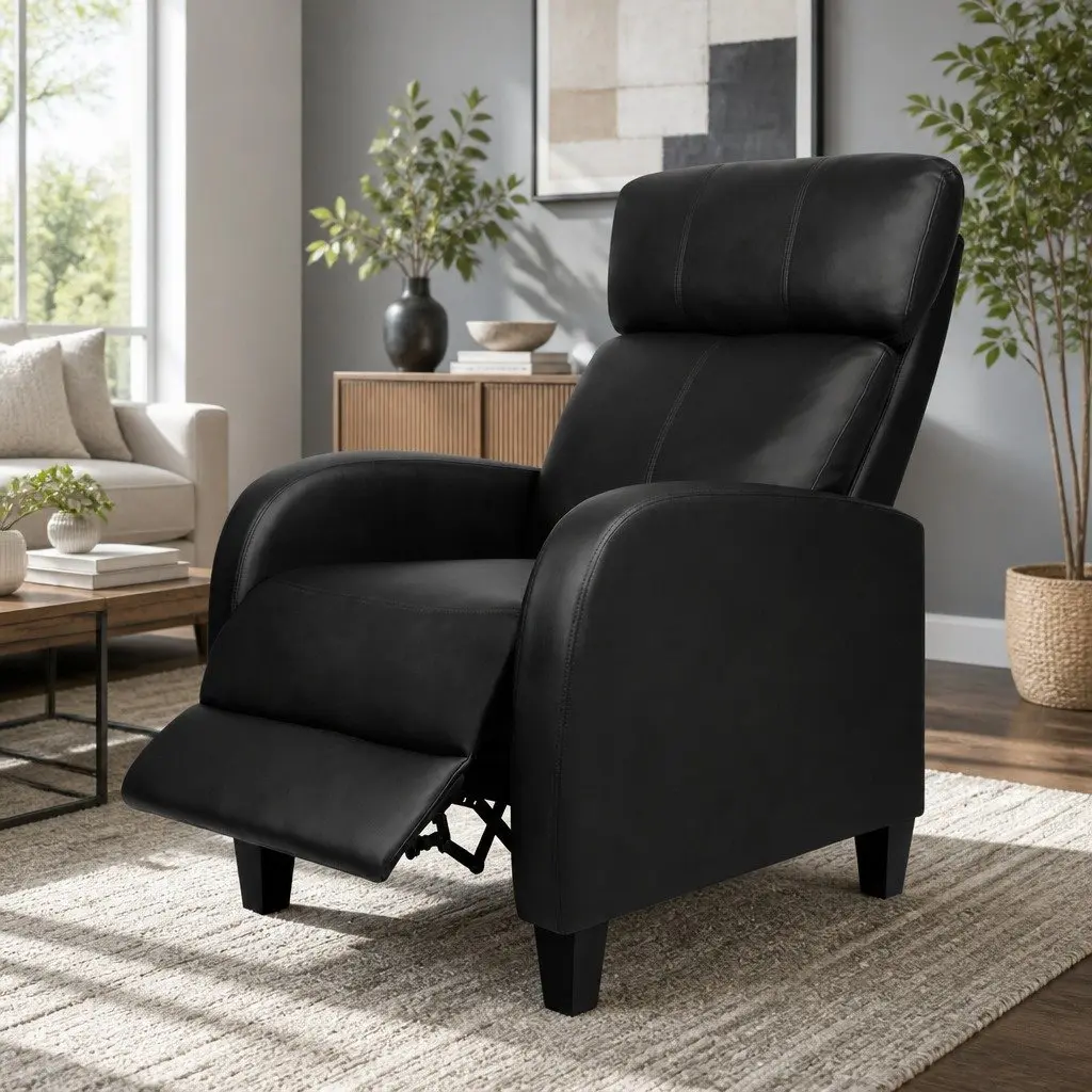 Black Reclining Armchair with Adjustable Positions