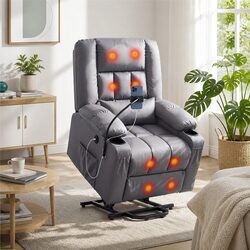 Premium Power Lift Recliner Chair with Massage Grey