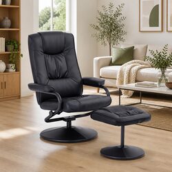 Durable 360-Degree Swivel Recliner Chair with Ottoman