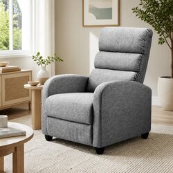 Adjustable Grey Fabric Recliner Armchair with Footrest