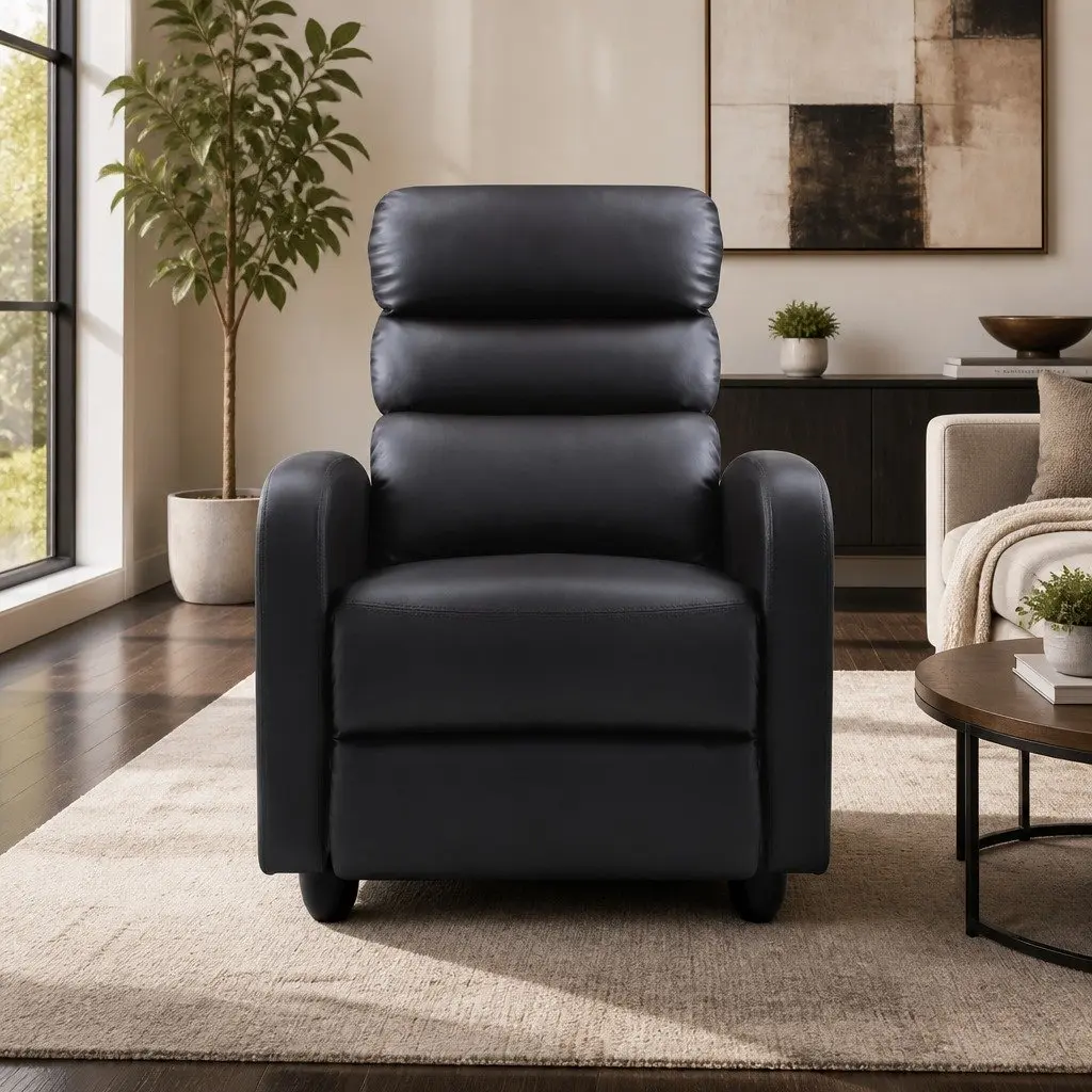 Recliner Armchair Brown PU Leather Adjustable Backrest Footrest Recline Chair