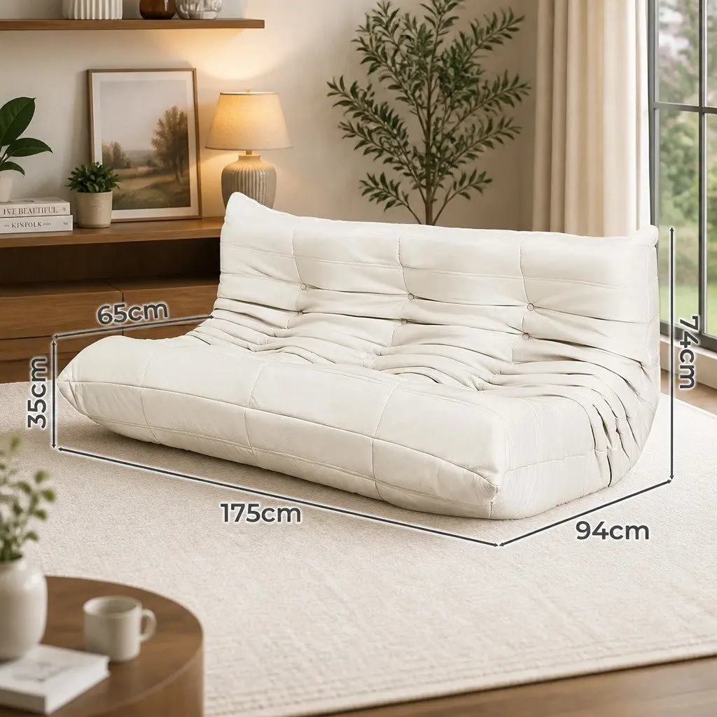 3 Seater Sofa Microfibre Foam 175cm Beige