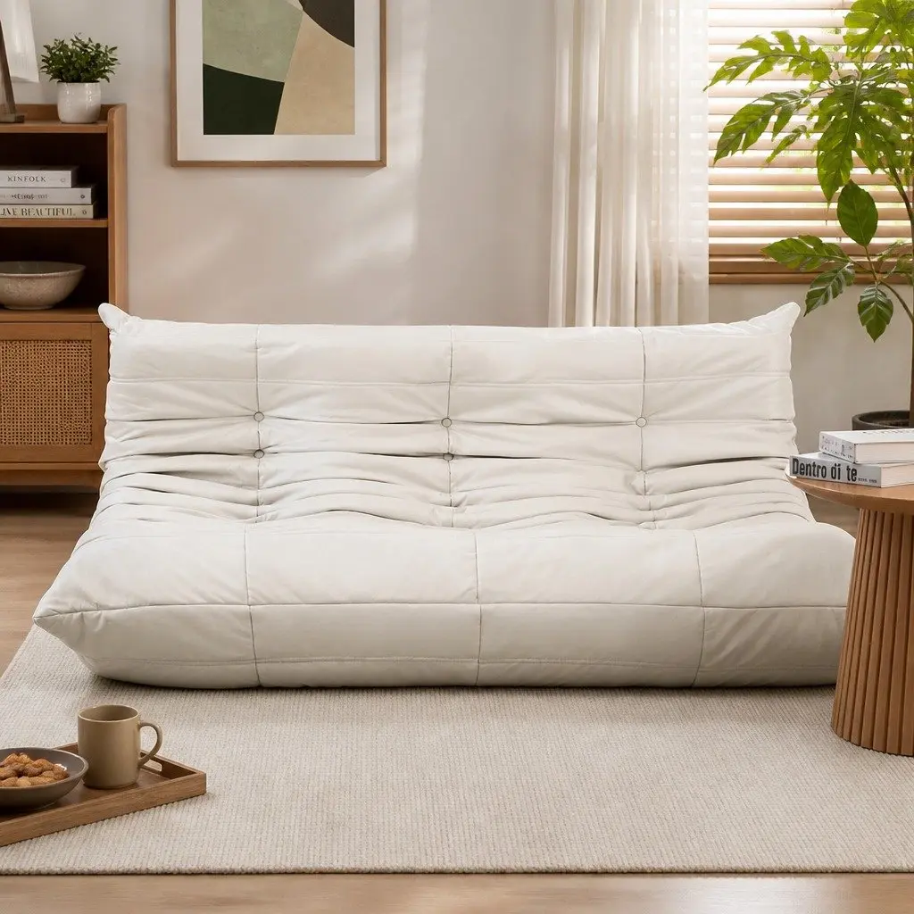3 Seater Sofa Microfibre Foam 175cm Beige