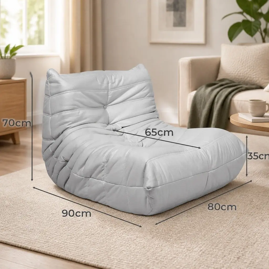 Floor Chair Caterpillar Lounge Sofa Grey Single Seat Relaxing Furniture Living