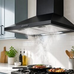 600mm Wall-Mounted Black Range Hood for Kitchens