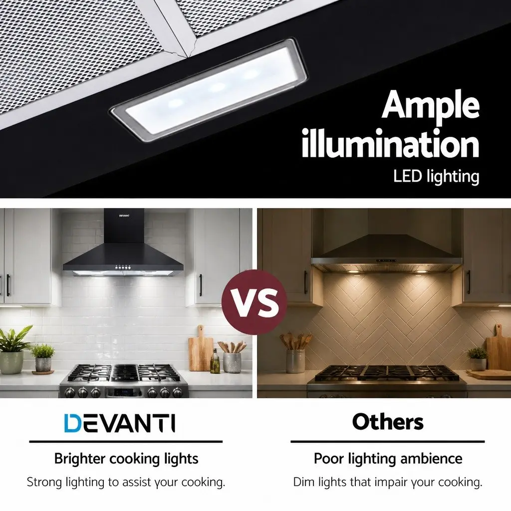 600mm Wall-Mounted Black Range Hood for Kitchens