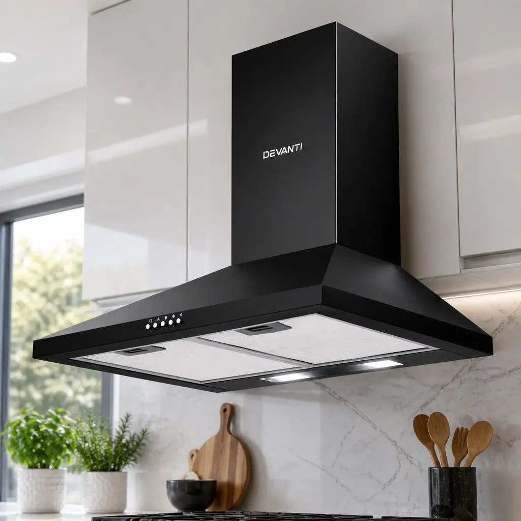 600mm Wall-Mounted Black Range Hood for Kitchens