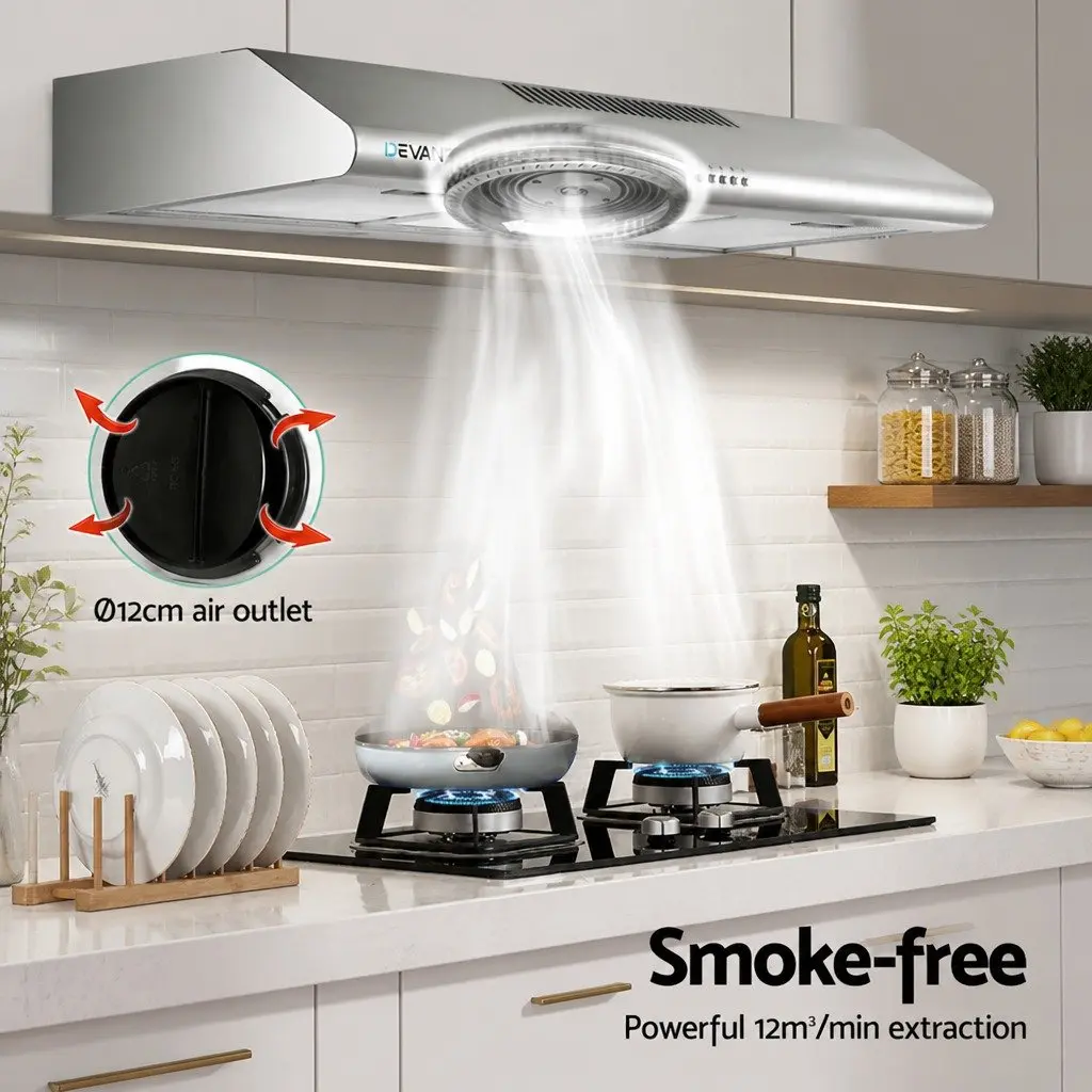 Range Hood 900mm Stainless Steel Ducted Rangehood Kitchen Extractor Fan 3-Speed