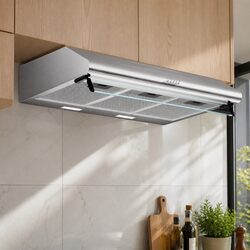 90cm Range Hood Stainless Steel Glass Visor Kitchen Extractor Fan 3-Speed
