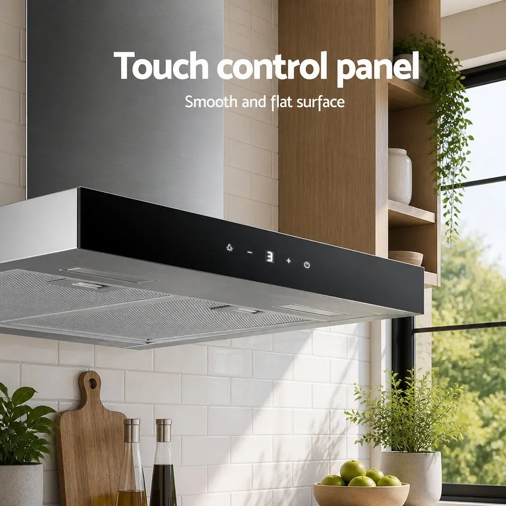 60cm Wall-Mounted Range Hood with Black Tempered Glass