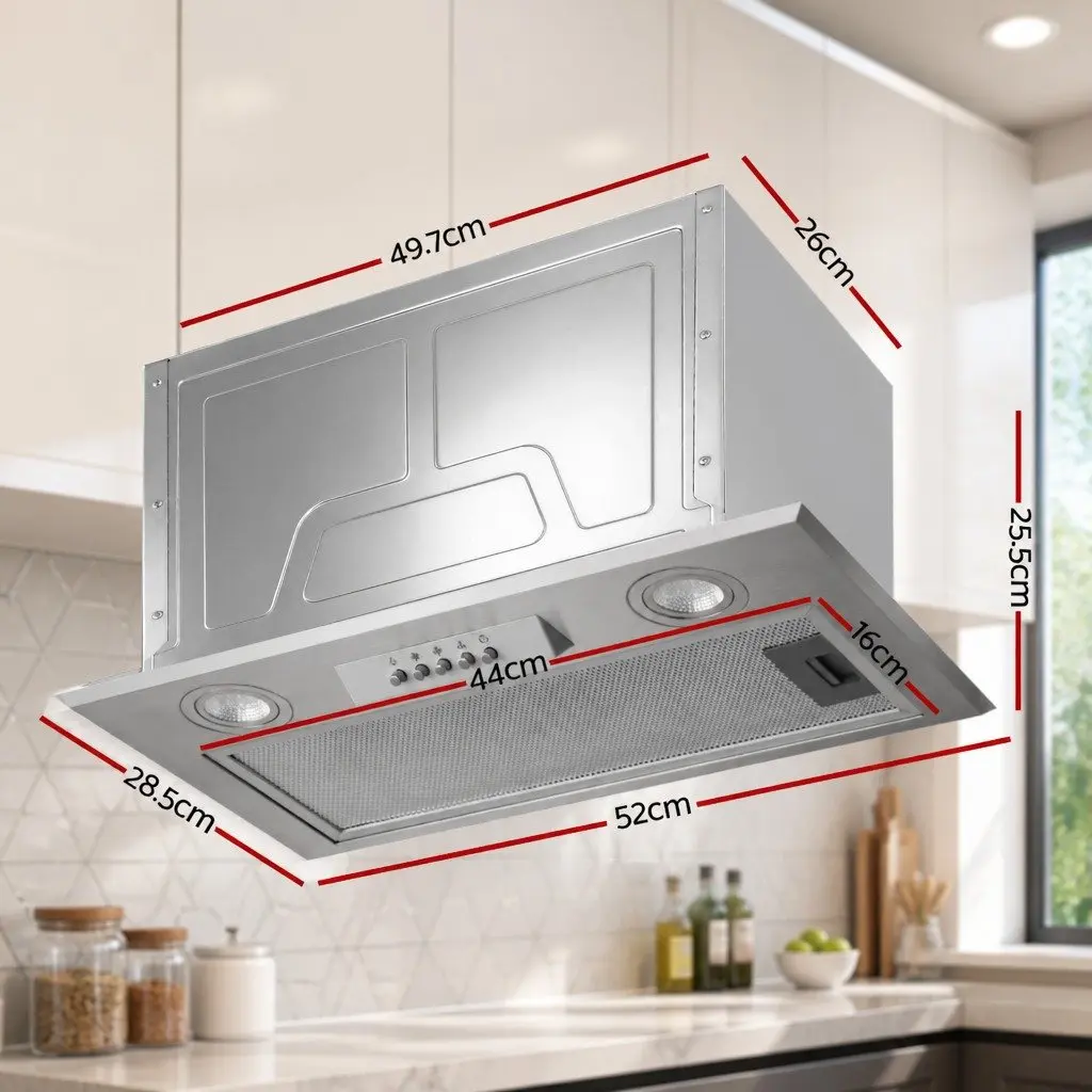 Stainless Steel 520mm Undermount Range Hood with LED Lighting