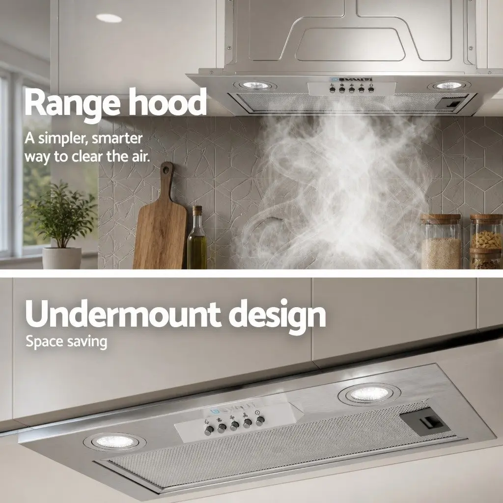 Stainless Steel 520mm Undermount Range Hood with LED Lighting
