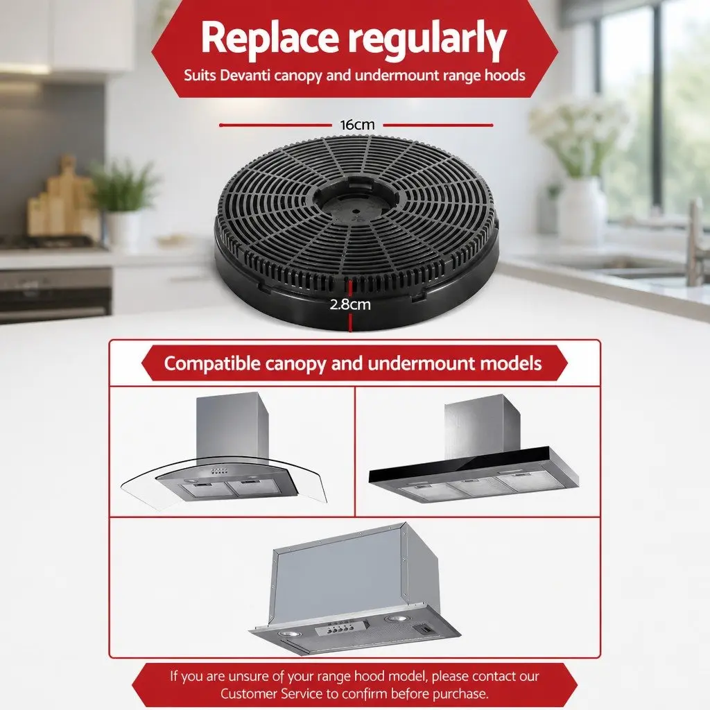 Range Hood Carbon Charcoal Filters Replacement 16cm Black x2