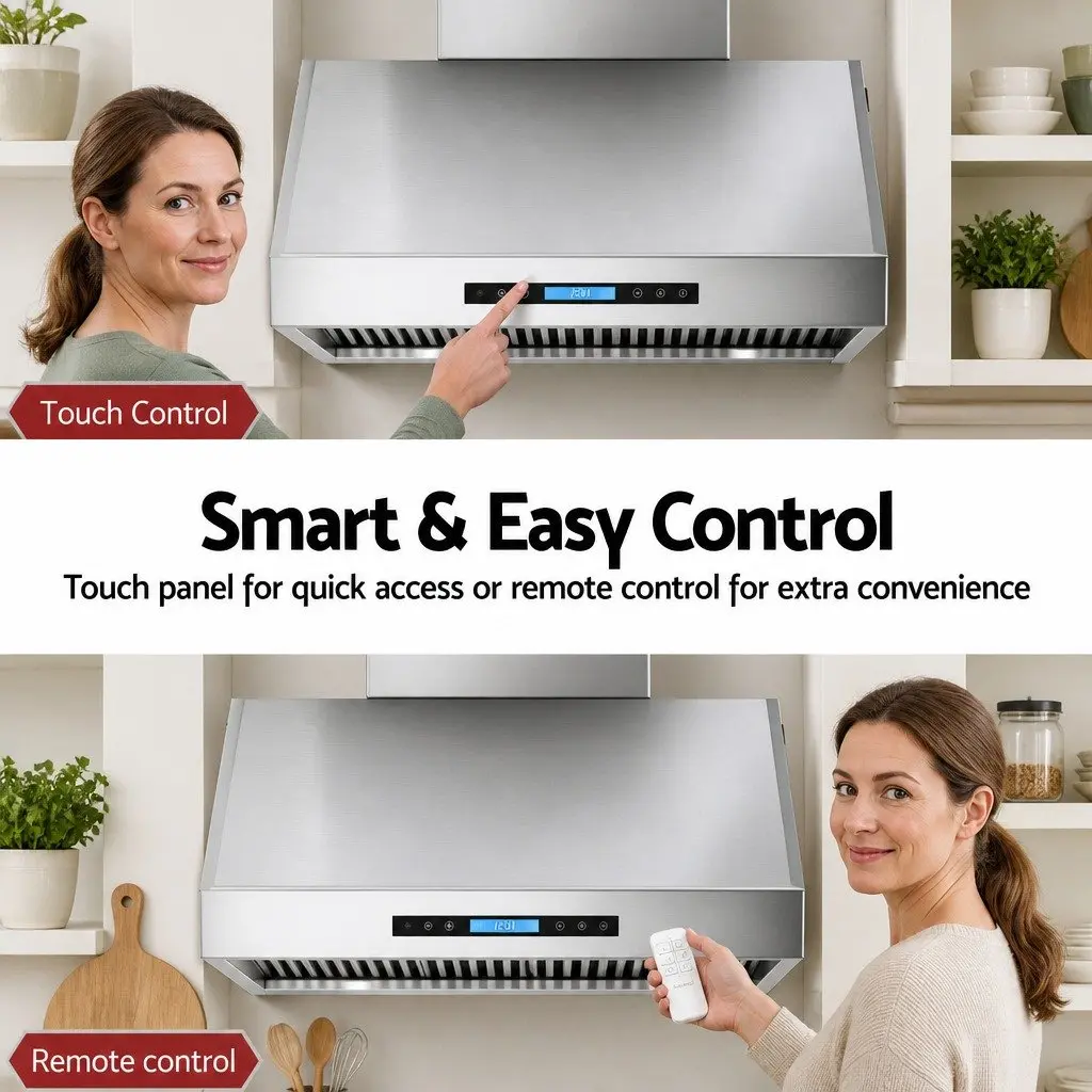 Wall-Mounted Range Hood 900mm with 3-Speed Fan