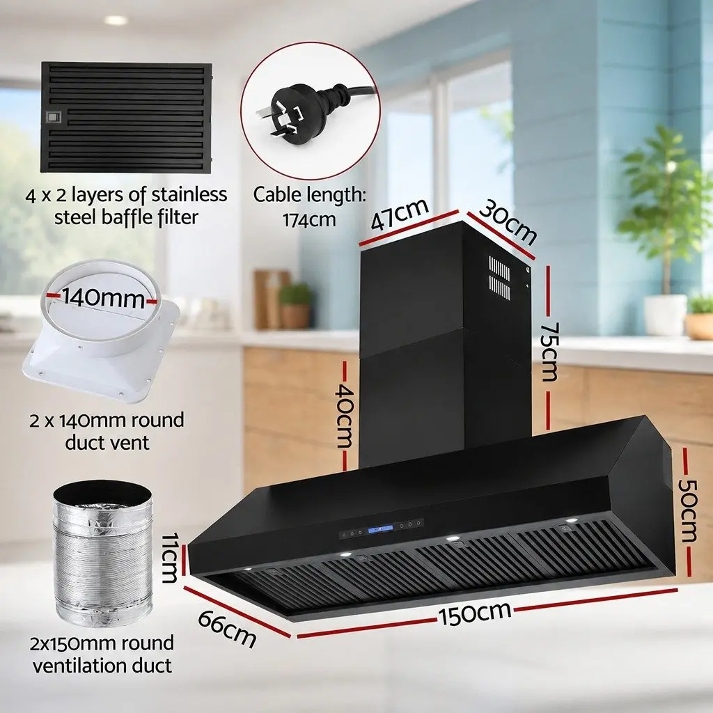 1500mm Commercial Range Hood with Dual Motors