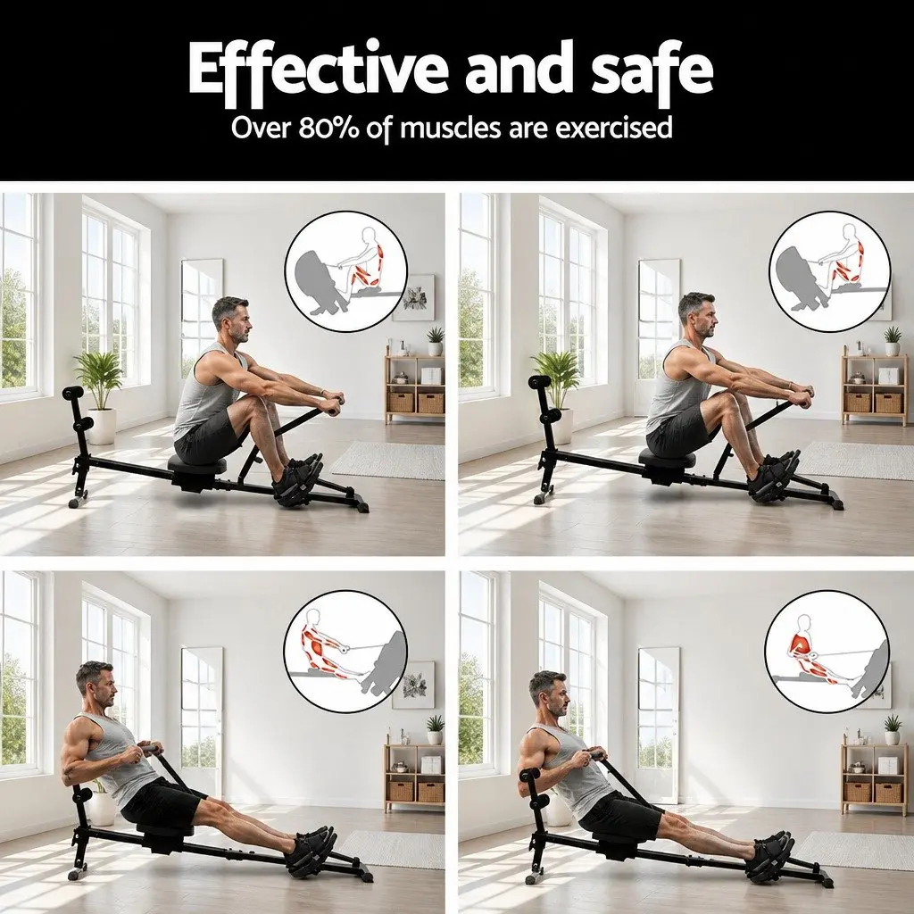 Hydraulic Rowing Machine with 12 Resistance Levels