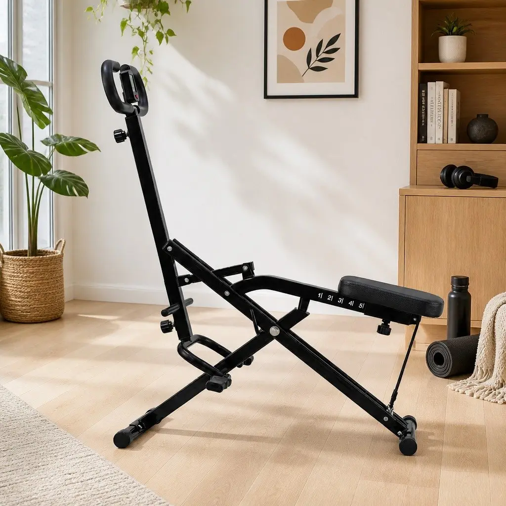 Foldable Squat Machine with Adjustable Seat