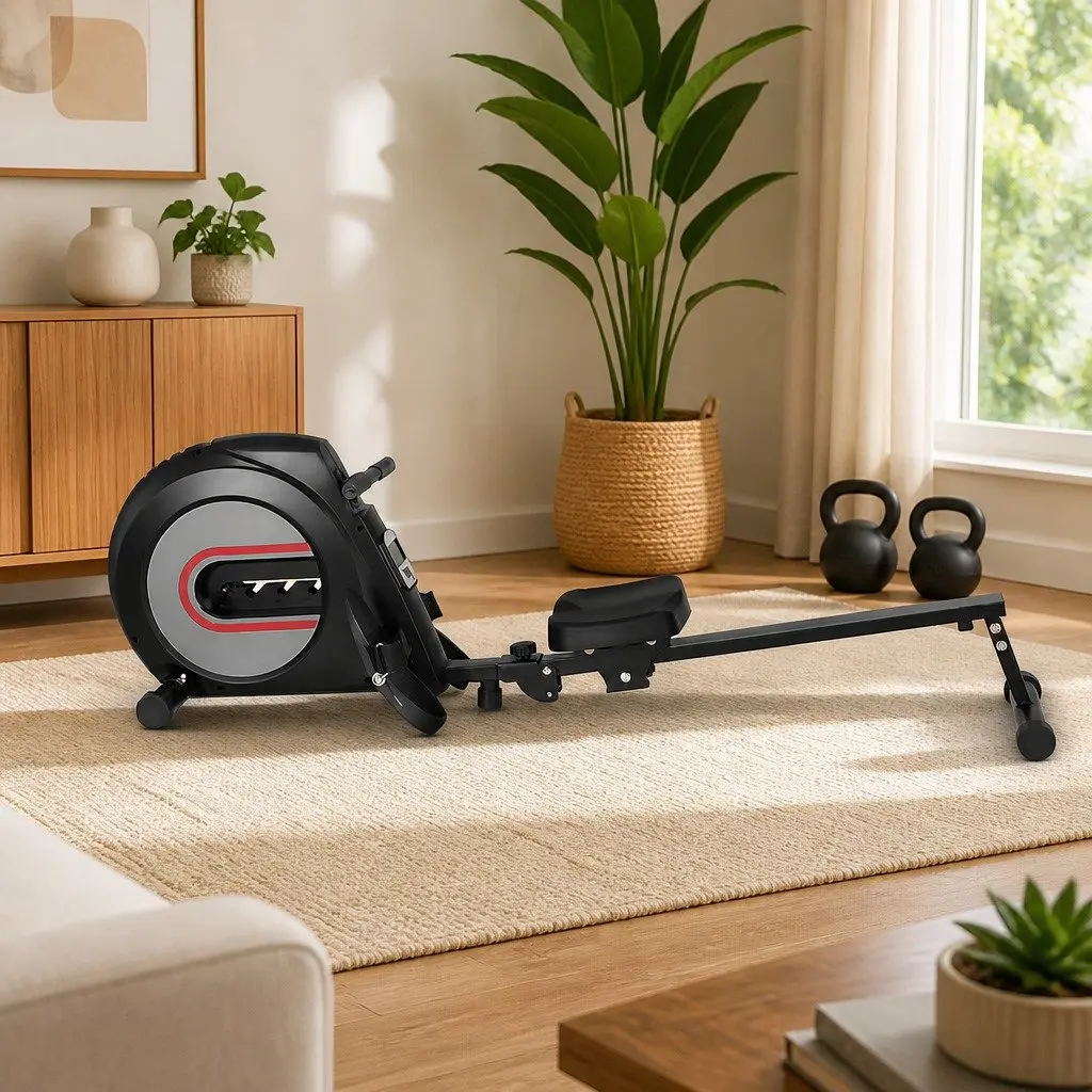 Rowing Machine with Elastic Rope Resistance