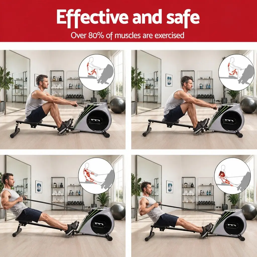 Rowing Machine with Elastic Resistance for Home Use