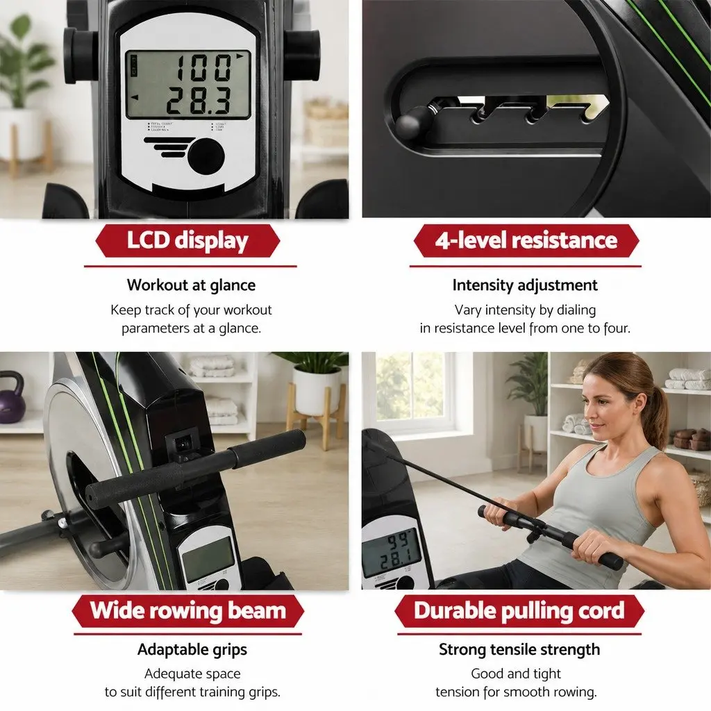 Rowing Machine with Elastic Resistance for Home Use