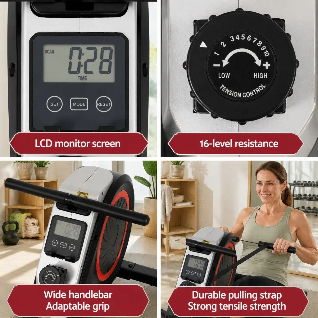 Magnetic Rowing Machine with 16 Resistance Levels