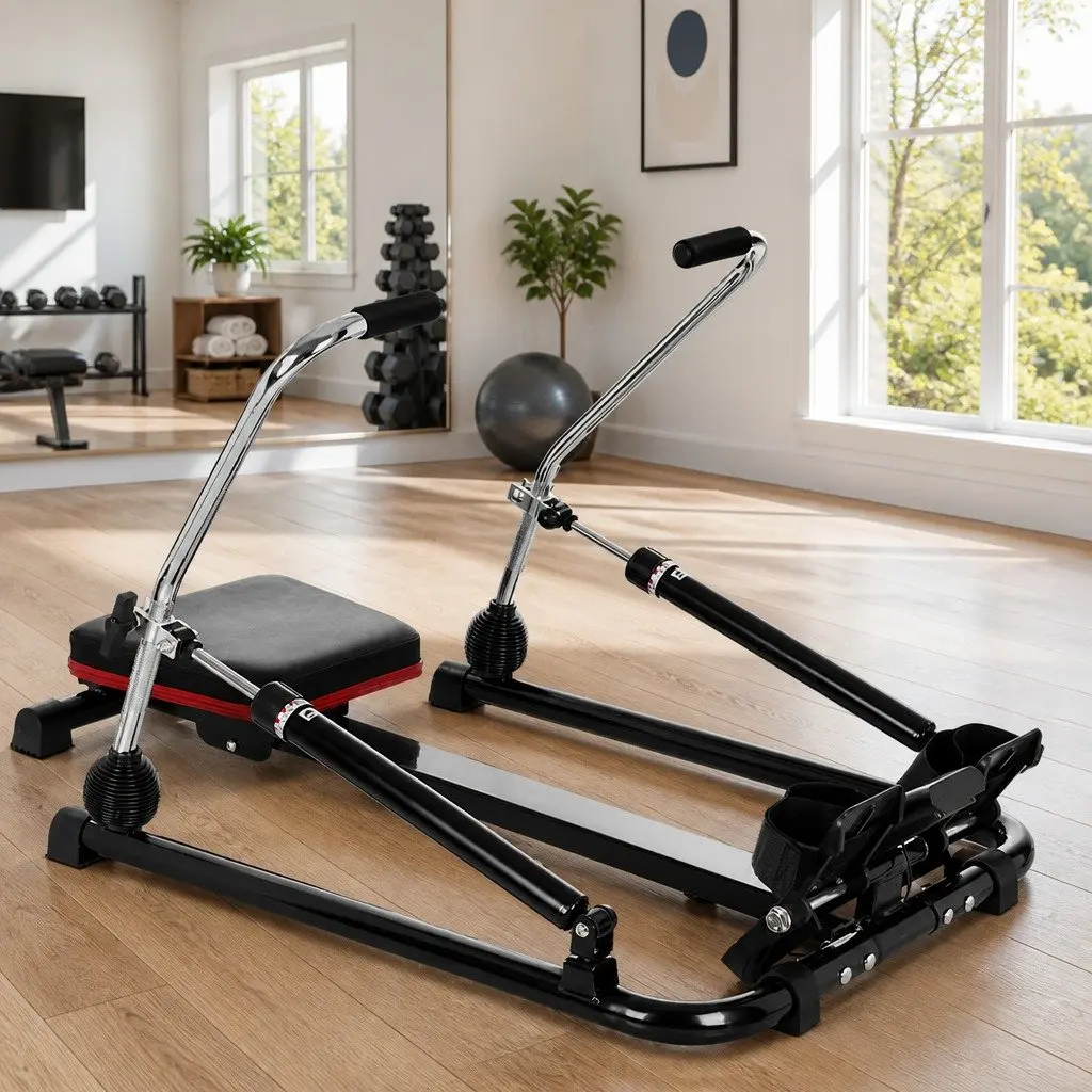 Rowing Machine Hydraulic Steel 12 Levels Black