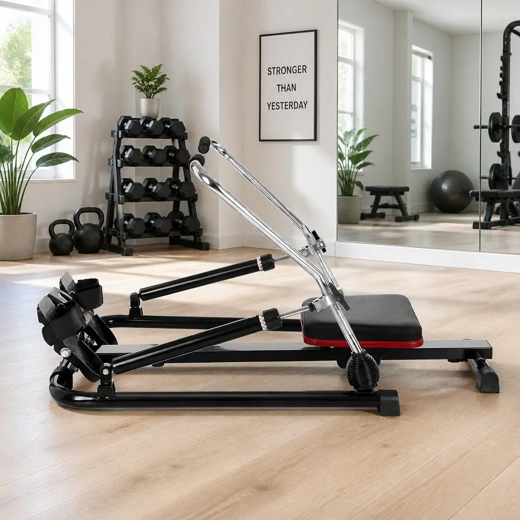 Rowing Machine Hydraulic Steel 12 Levels Black