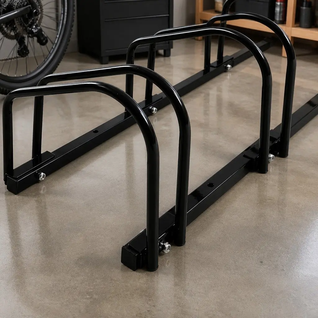 Bike Stand Steel 4 Bike Floor Parking Rack Upright Storage Black