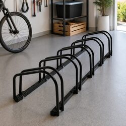 5 Bikes Floor Stand Upright Bicycle Rack Parking Storage Indoor Outdoor Garden