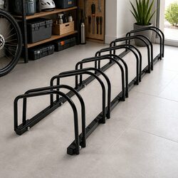 Heavy-Duty Upright Bike Storage Rack for 6 Bicycles