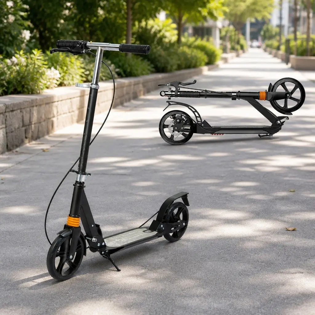 Adult Scooter Steel Adjustable Height Black