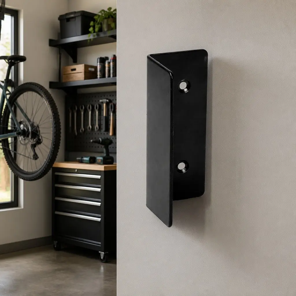 Bicycle Wall Mount Rack Carbon Steel Adjustable Foldable Black and Red