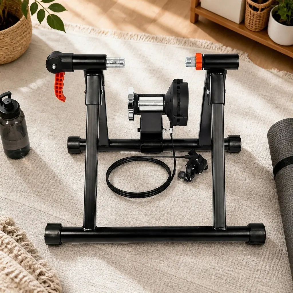 Magnetic Bike Trainer Indoor Cycling Stand Carbon Steel 55cm x 48cm x 41cm Black