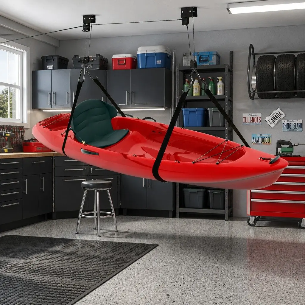Ceiling Storage Hoist for Bikes and Kayaks