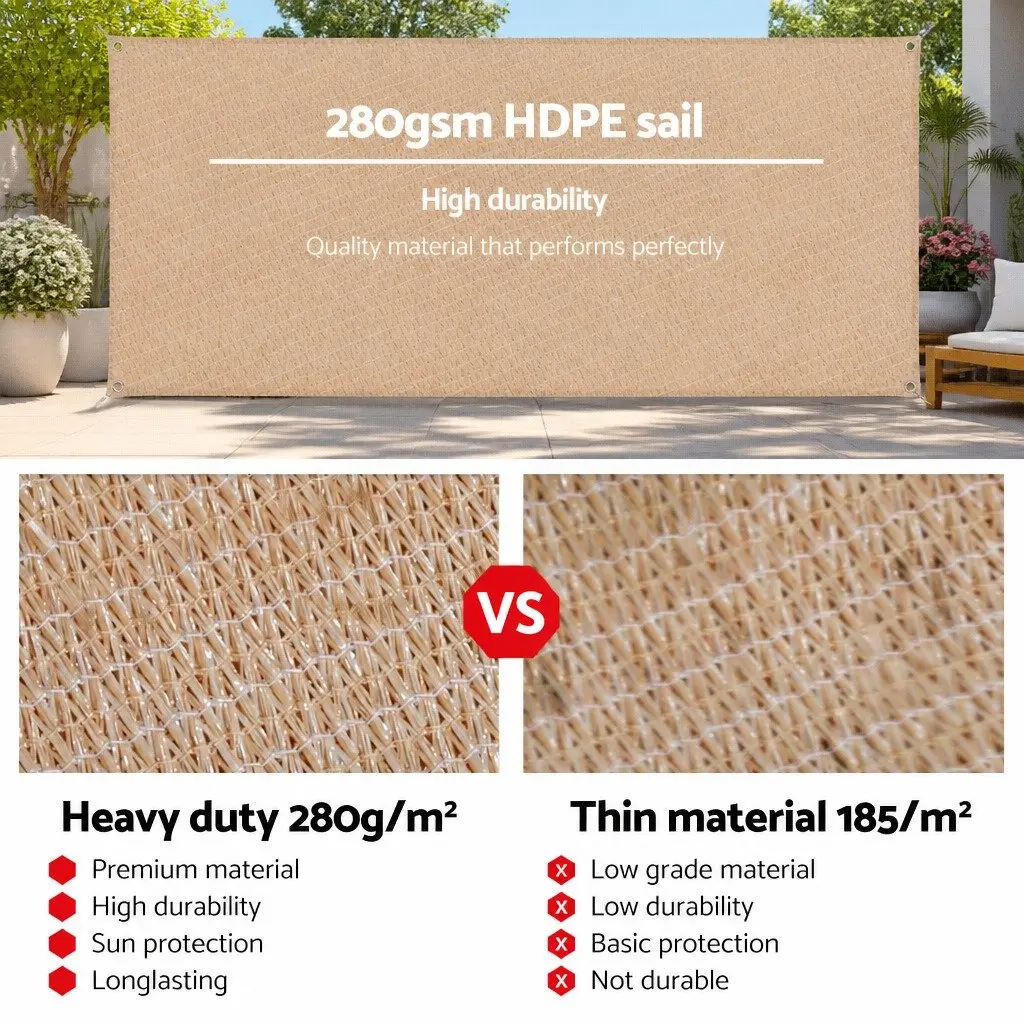 Commercial Grade 2x4m Sand Beige Rectangle Shade Sail