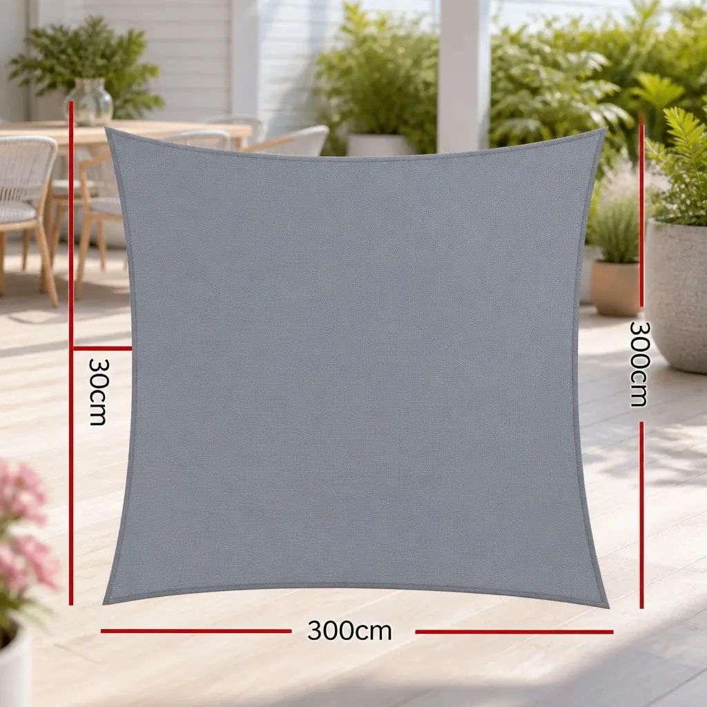 Square Shade Sail 3x3m Grey with UV Protection