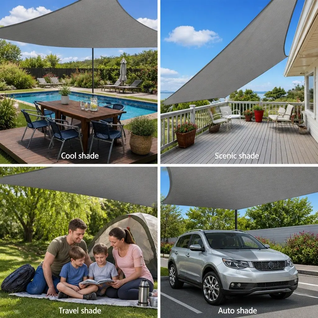 Square Shade Sail 3x3m Grey with UV Protection