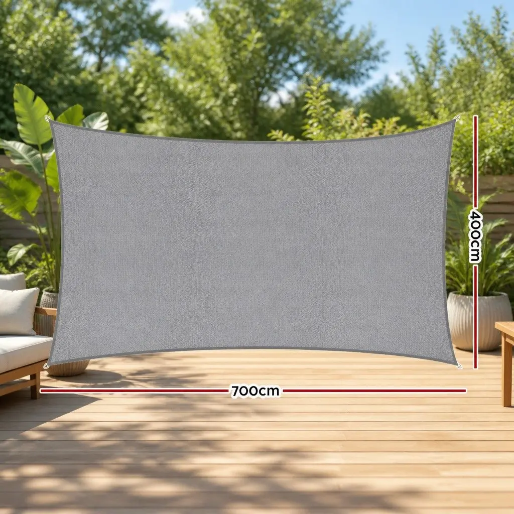 Rectangle Shade Sail Canopy Polyethylene Fabric 4x7m Grey
