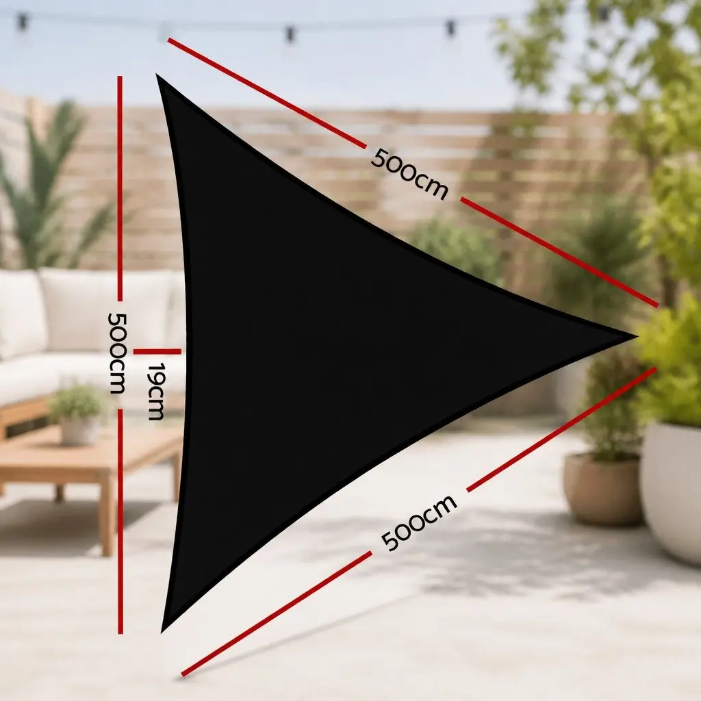 Black Triangle Shade Sail 5x5x5M for UV Protection