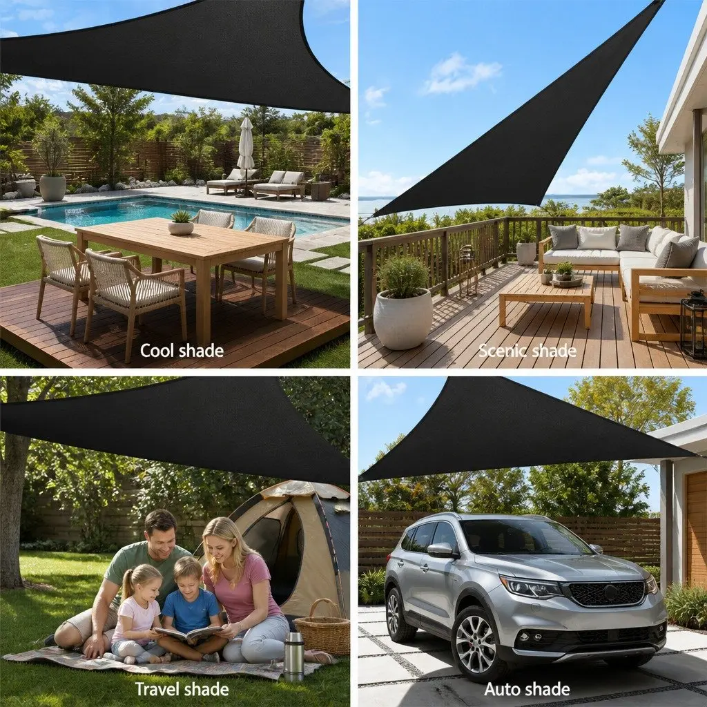 Black Triangle Shade Sail 5x5x5M for UV Protection