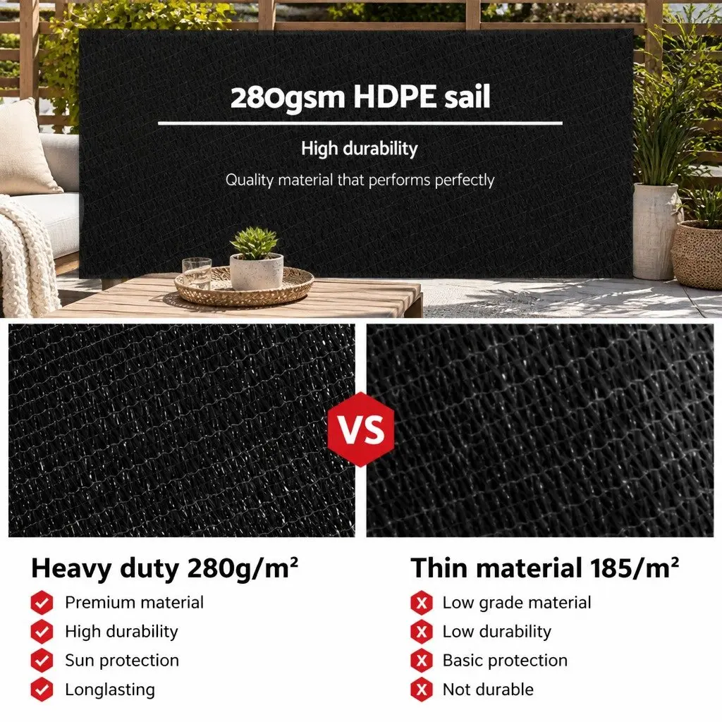 Black Triangle Shade Sail 5x5x5M for UV Protection