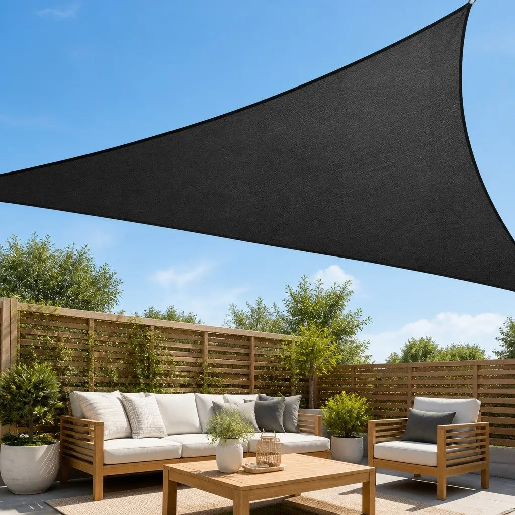 Black Triangle Shade Sail 5x5x5M for UV Protection