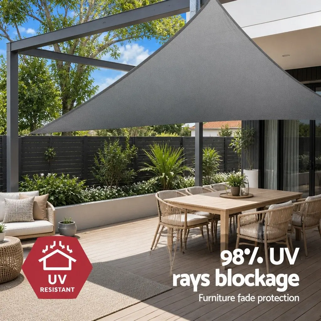 Triangle Shade Sail Cloth Canopy Polyethylene Fabric 5m x 5m x 7.1m Grey