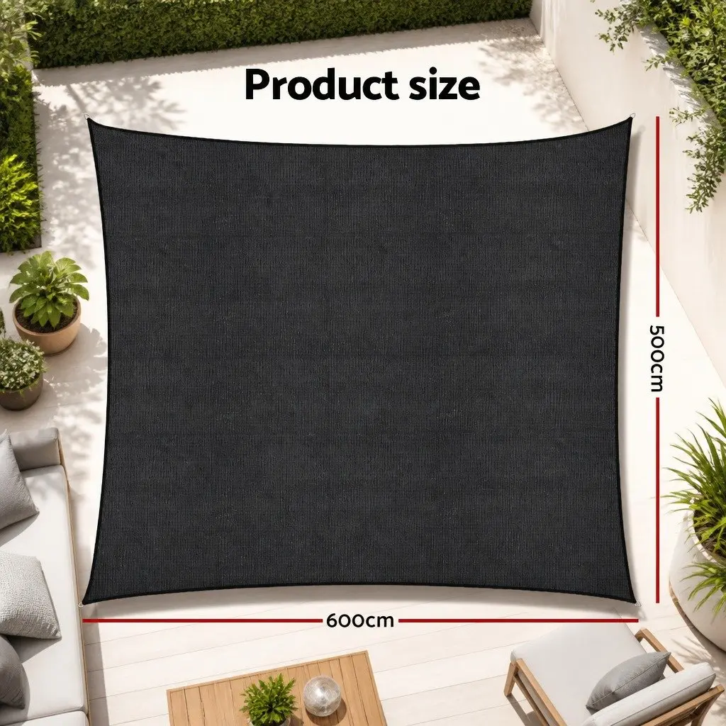 Rectangle Shade Sail Cloth 5X6M Black