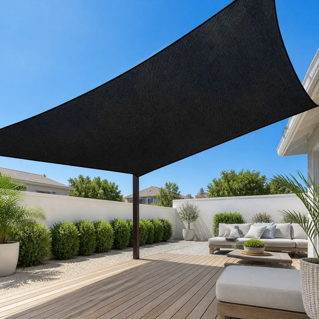 Rectangle Shade Sail Cloth 5X6M Black