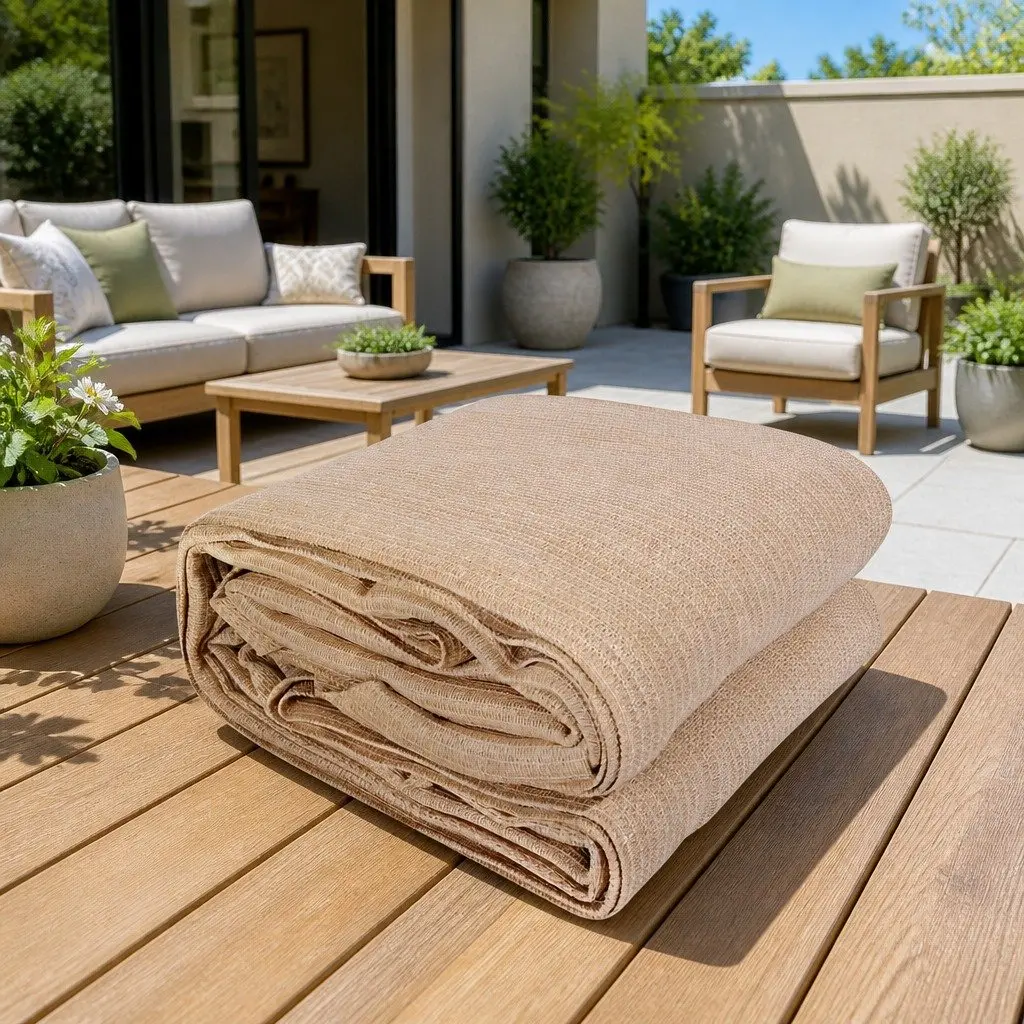 Rectangular Shade Sail Canopy Polyethylene Fabric 5x9M Beige