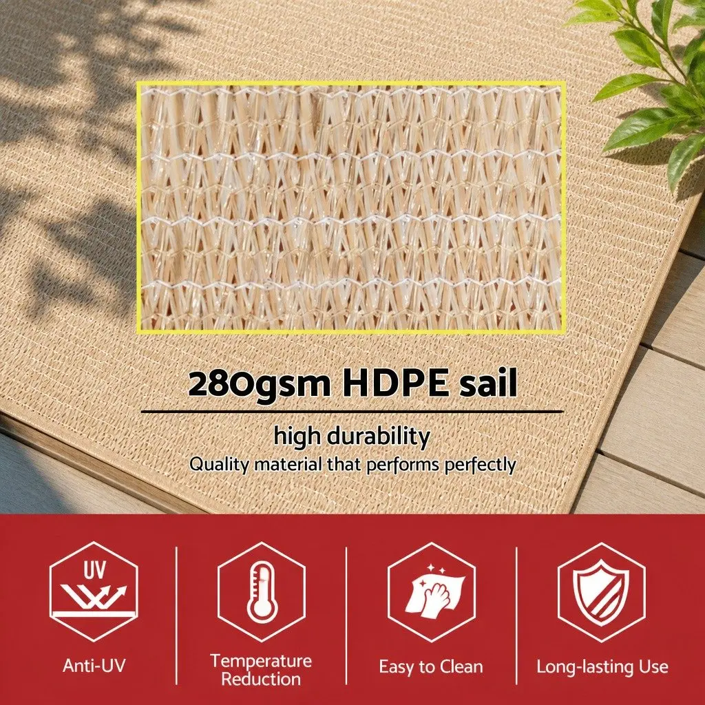 Rectangular Shade Sail Canopy Polyethylene Fabric 5x9M Beige