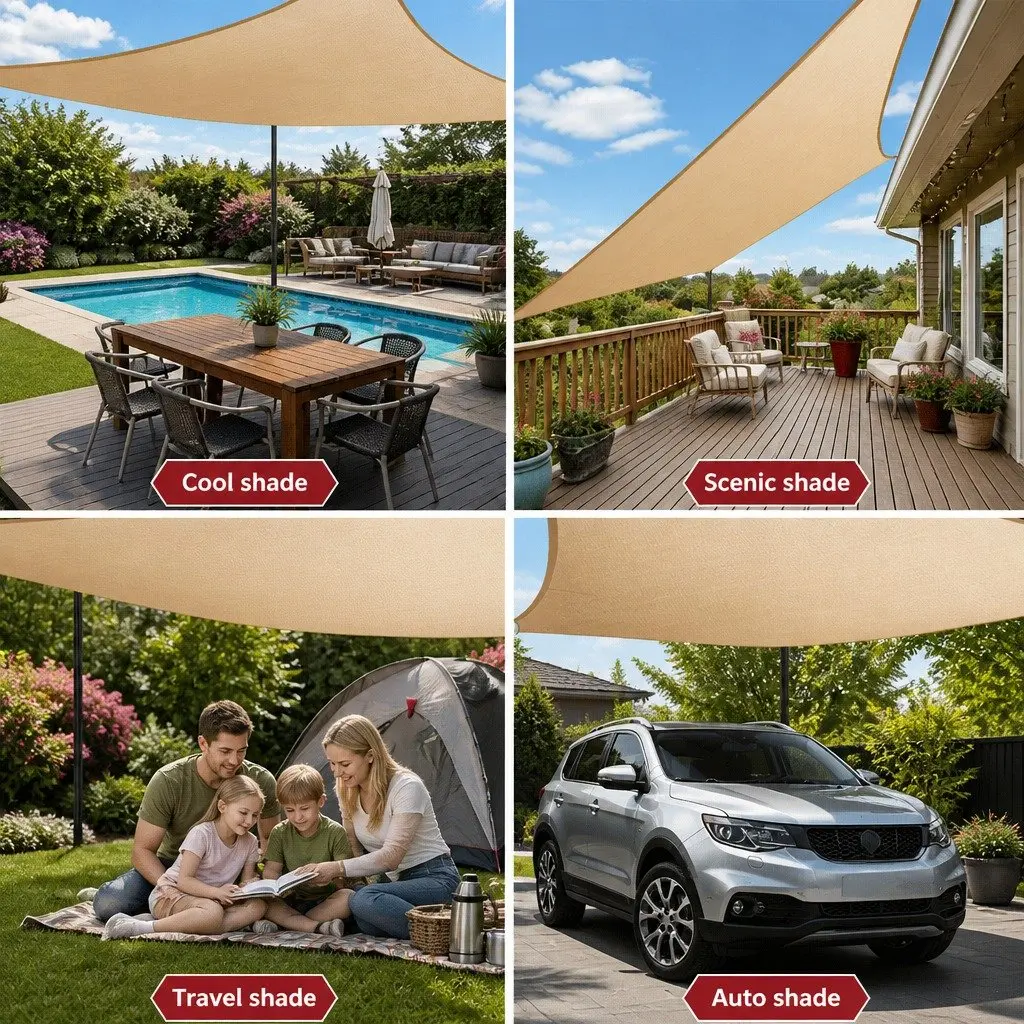 Rectangle Shade Sail 3x6m Sand UV Protection Outdoor Patio Pool Deck Sunshade