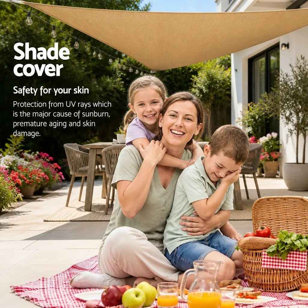 Rectangle Shade Sail 3x6m Sand UV Protection Outdoor Patio Pool Deck Sunshade